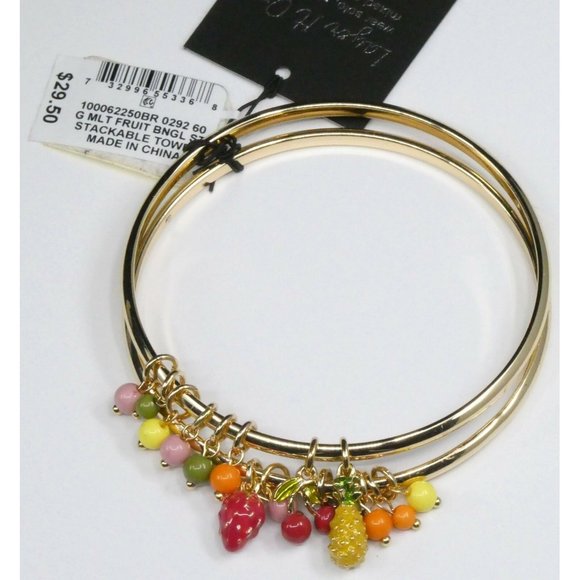NEW INC Gold-Tone 2-Pc. Set Fruit & Shaky Bead Bangle Bracelets - Originally $49 - Picture 2 of 4